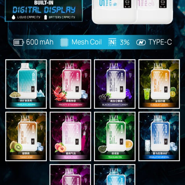 SP2S抛棄式一次性9000口可充電電子烟3%　滿十免郵